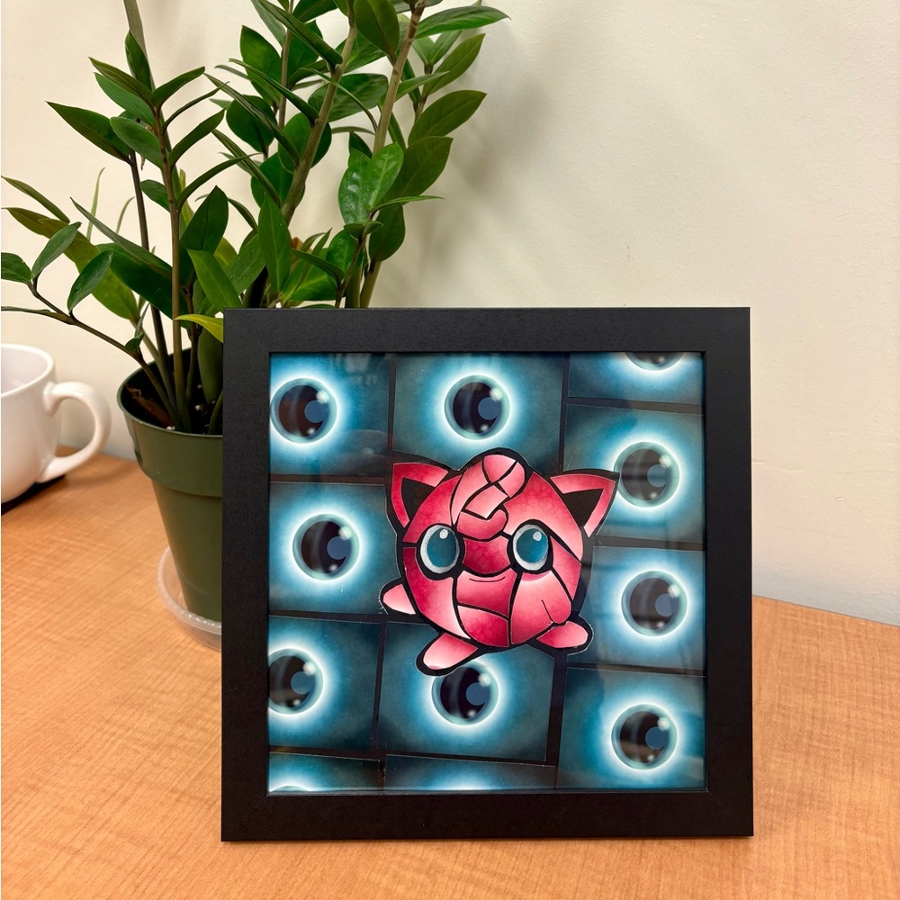 Pokémon Energy Card Mosaic – Jigglypuff Design (Handmade, 8x8, Framed)